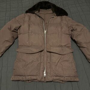 Vintage Puffer Jacket with Faux Fur Trim